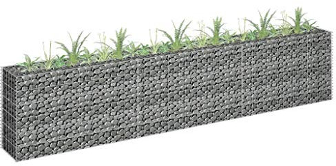 ZEYUAN Gabionen-Hochbeet, Palettenrahmen, Hochteich, Gemüsebeet, Kräuterregal Balkon, Blumenbeet, Kräuterspirale, Tomatenbeet, Pflanzhochbeet, Verzinkter Stahl 270×30×60 cm