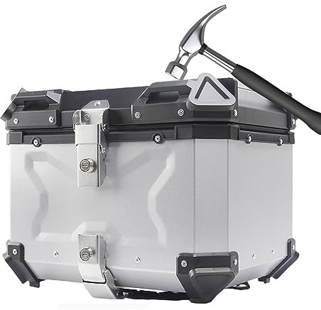 Aluminium Topcase 45L 55L 65L 80L 100L Haltbar Motorrad-Heckkasten Universelle Motorradkoffer Top Case Roller Koffer Mit Rückenlehne, Helmkoffer Für Roller Fahrradbox (Color : Silber, Size : 100L Mo