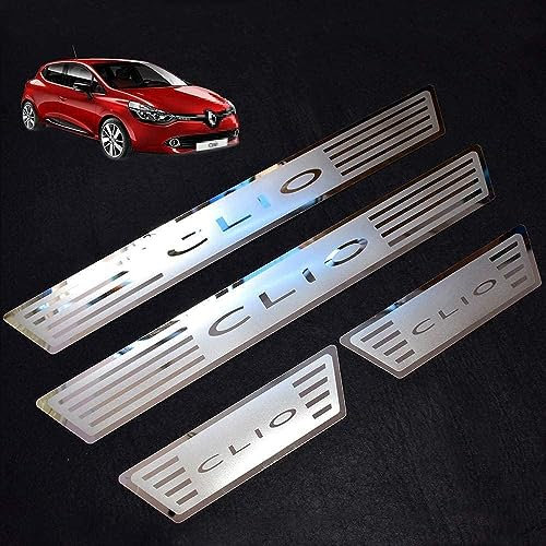 BOJOUL 4 PièCes Garnitures De Seuil PortièRe Voiture en Acier Inoxydable, pour Renault Clio IV Clio 4 2015-2017 Inoxydable Protecteur De Seuil Porte Voiture Plaque