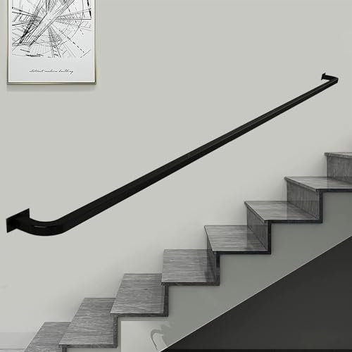 Handlauf Schwarz für Treppen Innen Außen Treppenhandlauf für Innen- und Außenbereich, Treppengeländer, modernes Geländer für Treppen, schwarzer Handlauf aus Schmiedeeisen für Treppen, an der Wand mont
