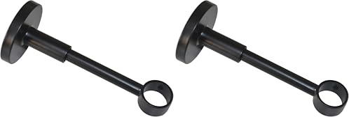 GARDINIA Träger mit Metallmontageplatte für Gardinenstange, 1-läufig, Geschlossen, Inkl. aller Montage-Teile, Serie Chicago, Ø 20 mm, Metall, Schwarz-matt (Packung mit 2)