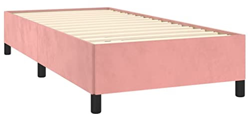 Tino Tech Lit capitonné pour chambre à coucher, lit simple, cadre de lit d'appoint, rose, 90 x 190 cm, en velours