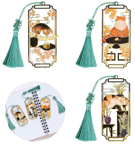 Niedliches Metall Katzen Lesezeichen,Lesezeichen Vintage,Quaste Nettes Lesezeichen,Lesezeichen Mädchen,Lesezeichen Personalisiert,Cute Süß Katzen Lesezeichen,Natürliches Hohles Handwerks Lesezeichen