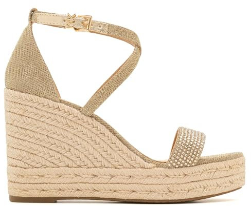 Sandali Michael Kors Kayla platino con strass e zeppa in corda - 40R4KYMS 1D740 - Taglia 8