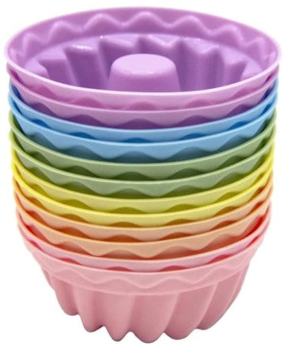 Mlying Mini Gugelhupfform Silikon 12 Stück Gugelhupf Backform Wiederverwendbare Muffinförmchen Cupcake Klein Kuchenform Mini Gugelhupf Ø 6,5cm, Höhe 3,5 cm