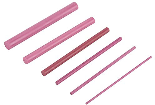 Yctze 6 PCS Ruby Polishing Oil Stone Set 3000 Grit Sharpening Whetstone Tool for Chisels Cylindrical Round Semicircle Arkansas Rod