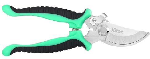 Jütze Gartenschere für Sträucher & Blumen,Rostfreie Edelstahl-Klinge, Leicht & Ergonomisch,Sicher mit Klingensperre,Beidhändig bedienbar,Länge 19cm