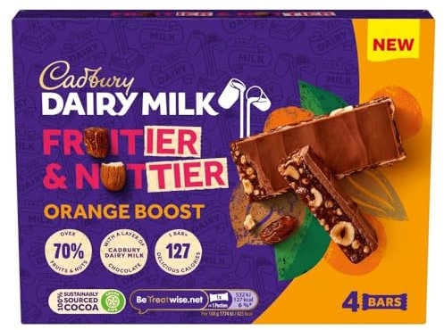 Cadbury Dairy Milk Orange Boost Bars, 4 x 30g