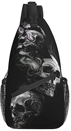 XVBCDFG Totenkopf-Schultertasche, Umhängetasche, Tagesrucksack, lässiger Rucksack, Gothic-Schultertasche für Reisen, Wandern, Outdoor, siehe abbildung, Einheitsgröße