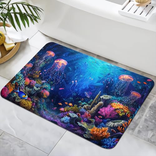 YISUMEI Badematte rutschfeste Badteppich 40x60cm Waschbar Schnelltrocknende Badezimmerteppich, Badvorleger für Dusche,Badewanne und Badezimmer (Medusa)