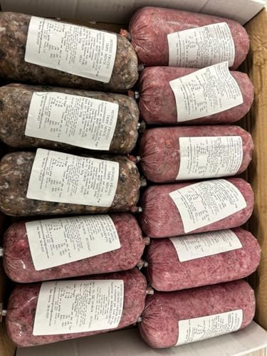 Frozen Raw Dog Food Variety Pack - 24 Rolls (500g Each, 12kg Total) - Includes Chicken, Vegetables, Tripe, Beef Flavours) BARF Diet