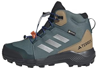 adidas Unisex Kinder Terrex Mid Gore-TEX Hiking Shoes Kids, Preloved Teal/Silver Metallic/Semi Lucid Blue, 38 EU