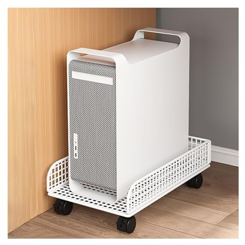 Generisch Computer-Tower-Wagen, PC-Ständer for unter dem Schreibtisch, Computer-Host-Ständer, CPU-Halter, mobiler PC-Tower-Ständer(White,45x30x11.5cm)