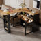 Oyemige Bar Table with Storage, Extendable Table Dining, Bar Bistro cabinet, Swivel Kitchen Island cabinet with 1m LED Strip for Dining Room or Living Room (Black)