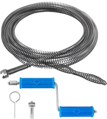 HNCY Cable Desatascador Tuberias, Muelle Desatascador Tuberias 5m × 10mm | Desatascador Tuberias Profesional con Adaptador Manual/Eléctrico,Alambre Desatascador Tuberia para Alcantarillado Cocina Baño