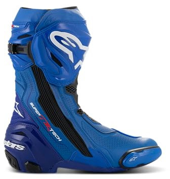 Alpinestars Supertech R - Stivali da moto ventilati, protezione e comfort di livello professionale, certificati CE, ventilazione migliorata, Blu/nero., 46.5 EU