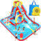 Whubefy Inflatable Water Slide Obstacle Course for Kids Backyard Blow Up Water Park with 3 Interactive Aqua Hurdles, Deep Pool with Sprinkler, Long Slide Large Splash Pool, Arch with Basketball Hoop