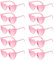 SelfTek Confezione da 10 occhiali da sole a forma di cuore, vintage, a forma di cuore, retrò, occhi di gatto, confezione multipla, alla moda, eccentrici, per donne e addio al nubilato, rosa