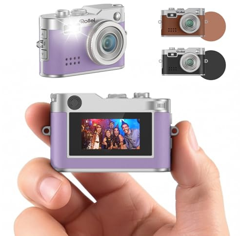 Rollei Mini Fotocamera Digitale Viola, 1080P FHD Piccola Macchina Fotografica Digitale Retrò con 0,96 Schermo a Colori 2MP Cámara Digital Compatta con Flash e Registrazione, Mini-Fotocamera-Digitale