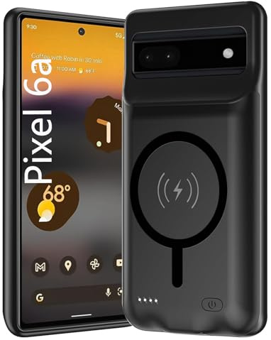 Battery Case for Google Pixel 7a, Upgraded 10000mAh Battery Rechargeable Charger Case with Wireless Charging Compatible for External Charging Cover Black