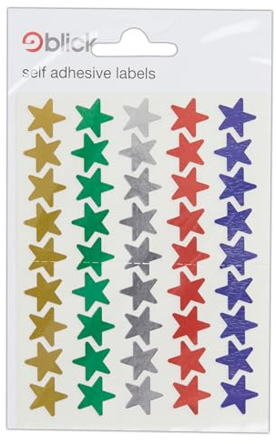 Blick Labels, Assorted Metallic Colours, Self Adhesive Stickers, Stars, 14mm, 90 Labels, for Home, Office, Family, School, Holiday Calendar Organising, Planner, Rewards Chart, Colour Coding