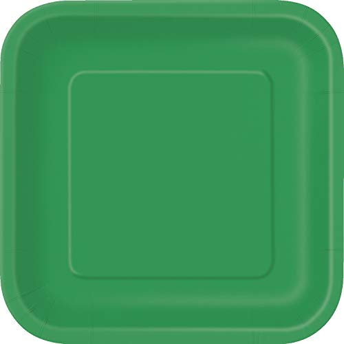 Unique- Piatti per Feste, 18 cm, Pezzi, Verde (Emerald Green), 16 Unità (Confezione da 1), 31860