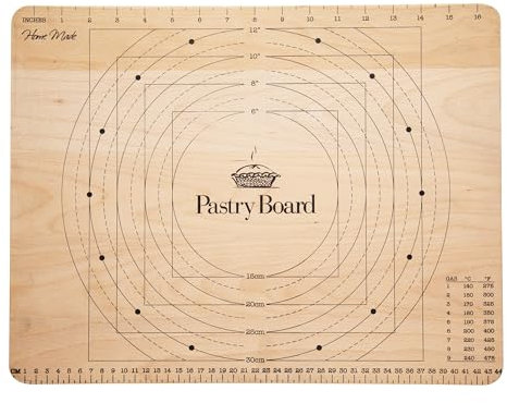 KitchenCraft Home Made Pastry Board with Measurements, Wooden, 45 x 35 cm, Brown