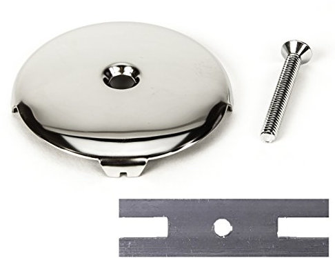 PermaFLOW PF WaterWorks Universal Bathtub/Bath Tub Drain Single/One (1) Hole Overflow Face Plate - Matching Screw - Adapter for 2 Hole; Chrome; PF0930-CH