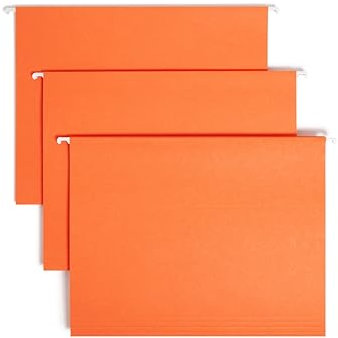 Smead Farbige Hängemappe mit Register, 1/5-Schnitt, verstellbare Registerkarte, Briefgröße, orange, 25 Stück pro Box (64065)