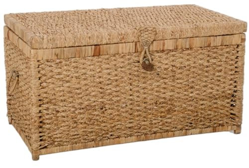 VIVANNO Wäschetruhe 'Lea' aus Wasserhyazinthe, Natürlich & Stilvoll, Groß, 84x45x45 cm, Vielseitig