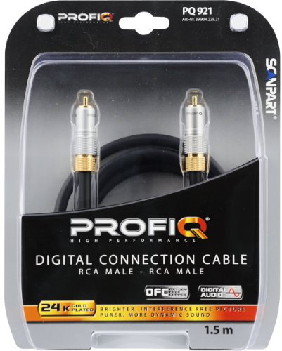 Scan Part PROFI Q Digital Connection Cable 24 Carat Gold-Plated Double-Shielded Digital Coaxial 1.5 m with Ferrit Filter