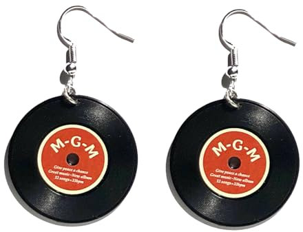 Miniblings Schallplatten LP Ohrringe - Handmade Modeschmuck I Musik Band DJ Vinyl Midi rot - Ohrhänger Ohrschmuck versilbert