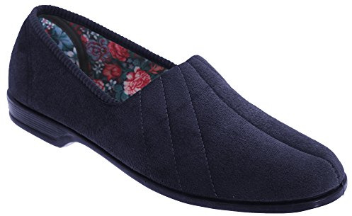 Sleepers Womens Audrey III Roll Top Slippers with Rubber Sole Black