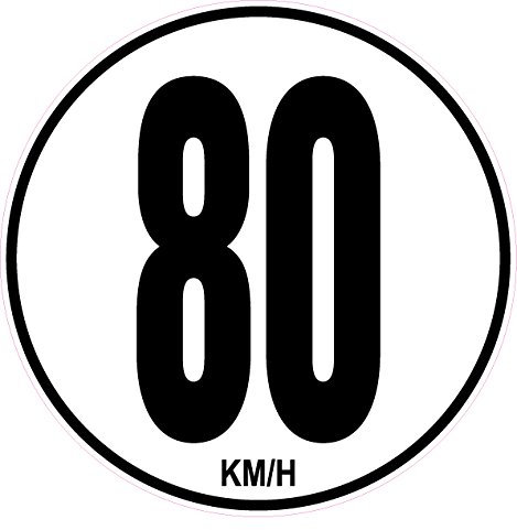 Wandtattoo 20 cm Beschränkung Geschwindigkeit BUSSE Traktor LKW 80 km/h Klebeband.
