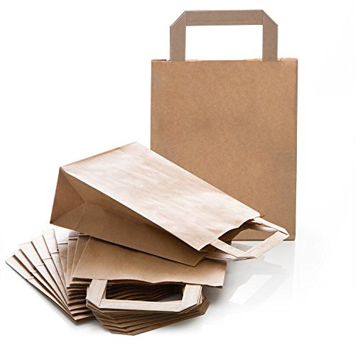 Logbuch-Verlag 25 Geschenktüten Weihnachten natur braun mit Henkel 18 x 8 x 22 cm Henkeltasche recycelbar Packpapier