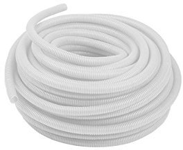 Weiß Kabelschutzrohr Coil 16 mm Innen Durchmesser – 25 m Länge – gerippter Flexible, runde Tube Rolle Wellrohr Polypropylen Flex Kabel W16/25