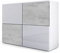 Vladon Sideboard Rova, Made in Germany, Kommode mit 4 Türen, Weiß matt/Weiß Hochglanz/Beton Oxid-Optik (92 x 72 x 35 cm)