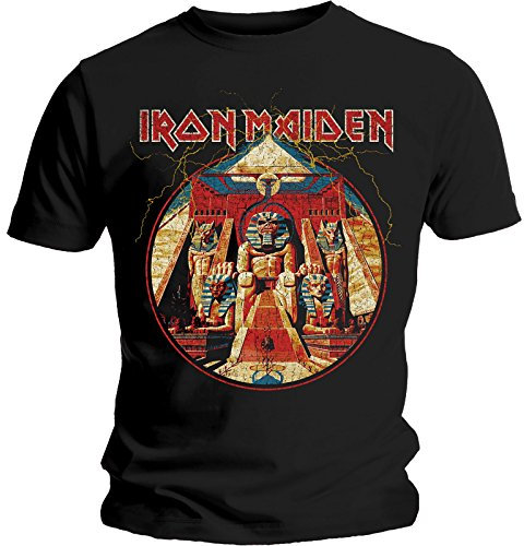 Iron Maiden T Shirt Powerslave Lightning Circle Band Logo offiziell Herren XL