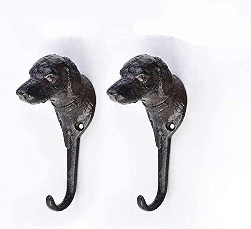 TentHome Antique Cast Iron Decor Hooks Home Garden Single Coat Hat Hook Owl/Octopus/Cat/Dog Head Wall Mounted Hanger 2pcs (Dog-2)
