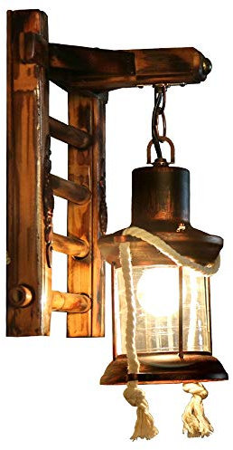 A.1.Coo Holz Retro Lichter rustikale Wohnzimmer Wandlampe Schlafzimmerwand Einfach Kreativ Wandleuchte Vintage Antik Nostalgie innen Design Wandlampe