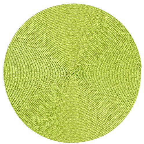 Haus und Deko Platzset Polypro Bastoptik rund ca. 35 cm Ø Anis abwaschbar Tischset Platzdeckchen