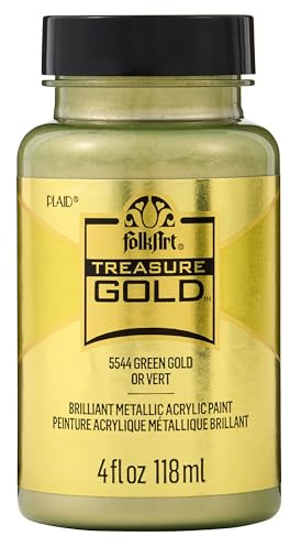 Plaid PE5544 Folk Art Treasure Gold Acrylic Craft Paint, Green Gold, 2oz