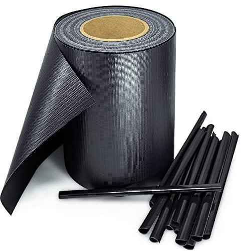 Stel4Style PVC Sichtschutz Streifen Privatsphäre Doppelstabmatten Zaun Folie inkl. 30 Befestigungsclips, Farbe:Anthrazit, Länge: (210m (6X 35m))