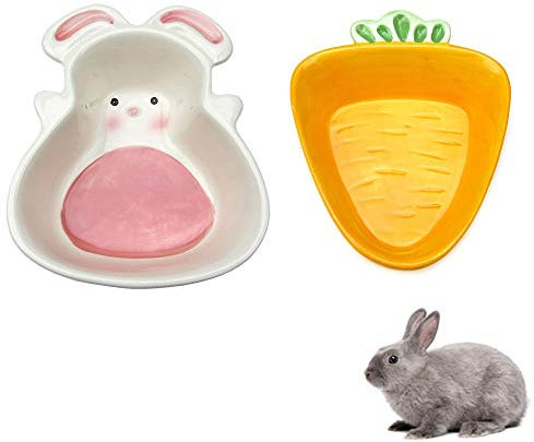 Oncpcare Lot de 2 gamelles en céramique pour lapin, hamster, cochon d'Inde, rat, lapin