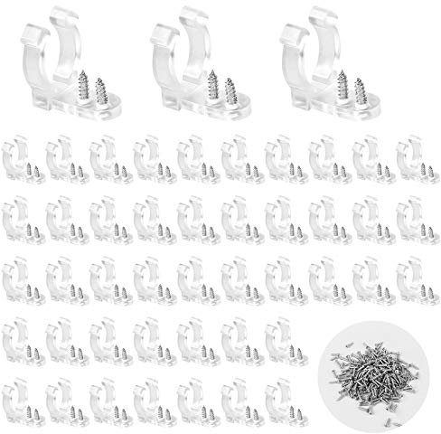 Jubaopen 200 Stück LED Clips Halter LED Lichtschlauch Befestigungsclips mit 400 Stück Schrauben Klar PVC Licht Befestigungsclips Montagehalterung LED Strip für LED Lichtröhre Rohrwandhalterung