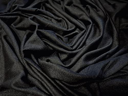 Viskose-Spandex-Stoff (Elasthan), Single Jersey, Meterware, 170 cm breit, Schwarz