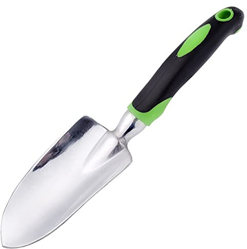 Truelle de jardin, pelle à main en caoutchouc souple avec poignée antidérapante pour transplantation, désherbage, déménagement et lissage, creuser et planter (vert)