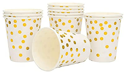 25Pcs / Set 9 Oz Gobelets En Papier Estampillé à Pois Doré Ensemble De 25Pcs Gobelet En Papier à Gobelets Jetables DoréS Gobelets