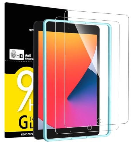 NEW'C 2 Pezzi, Pellicola Prottetiva per iPad 10,2 Pollici (Modello 2021/2020/2019, 9/8/7 Generazione), Vetro Temperato, Telaio di facile installazione, Durezza 9H,Ultra Resistente