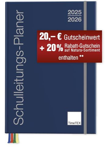 TimeTEX Schulleiter-Planer A4-Plus - Schuljahr 2025-2026 - Schulleitungs-Planer - Terminplaner - Schulplaner - Kalender für Schulleiter - Timetex 10725 - mit breitem Verschlußgummi